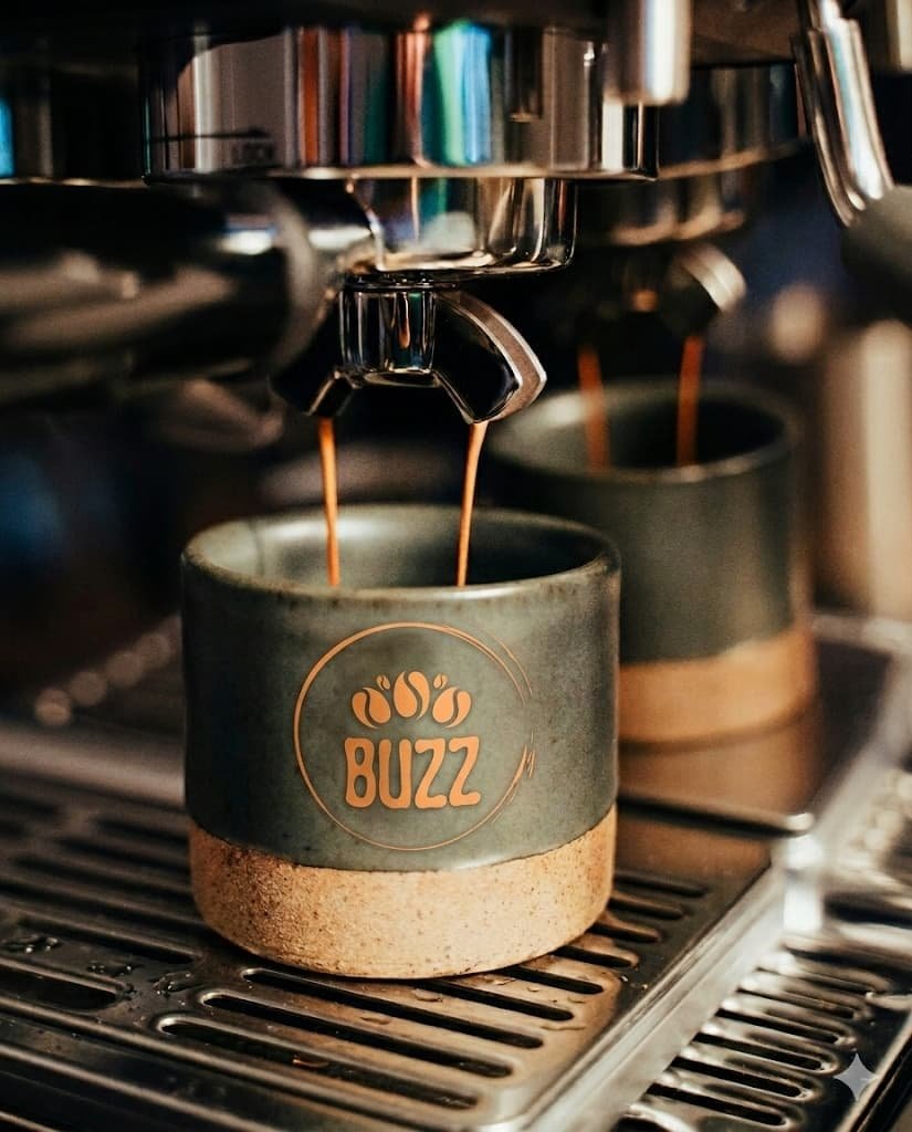 Buzz mobile coffee cart coffee mug.